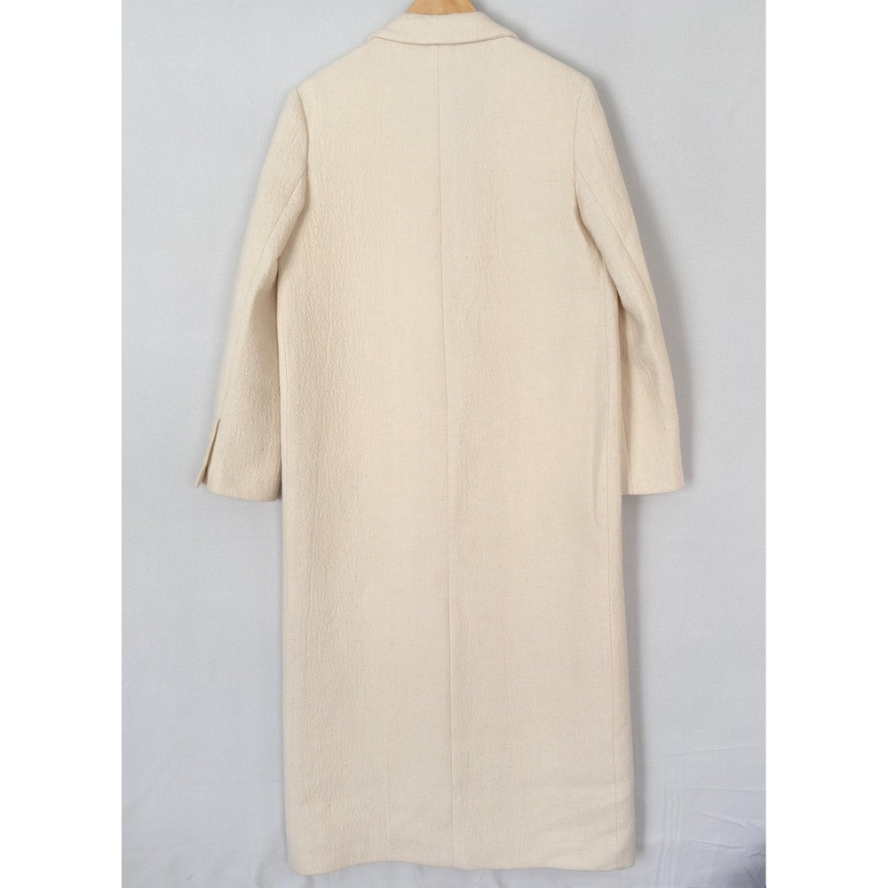 Zara Minimalist Wool Blend Coat ZW Collection 2 Button Ecru Cream Women's S NWT - Picture 5 of 16